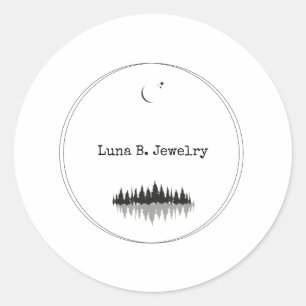 Sticker Rond Moon de Forêt Noire et Blanche minimaliste moderne