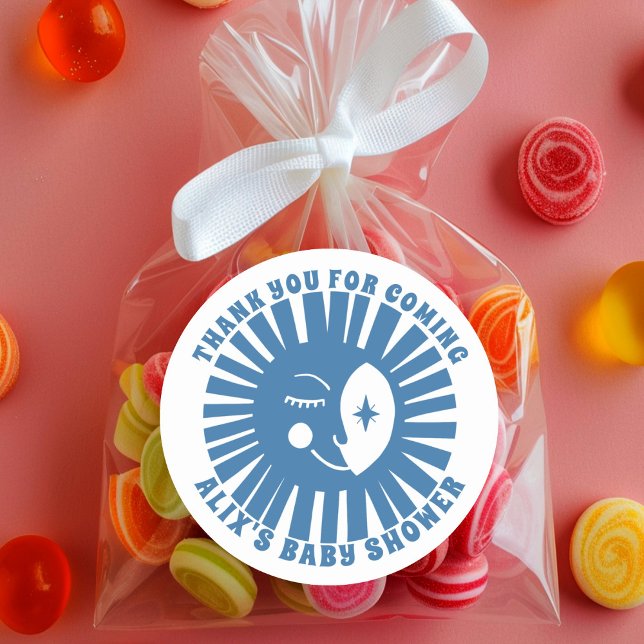 Sticker Rond Moon Glow Boho Modern Cute Baby shower PERSONNALIS (Moon Glow Boho Modern Cute Baby Shower CUSTOM Classic Round Sticker
)