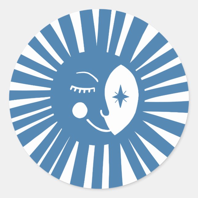 Sticker Rond Moon Glow Boho Modern Cute Baby shower PERSONNALIS (Devant)