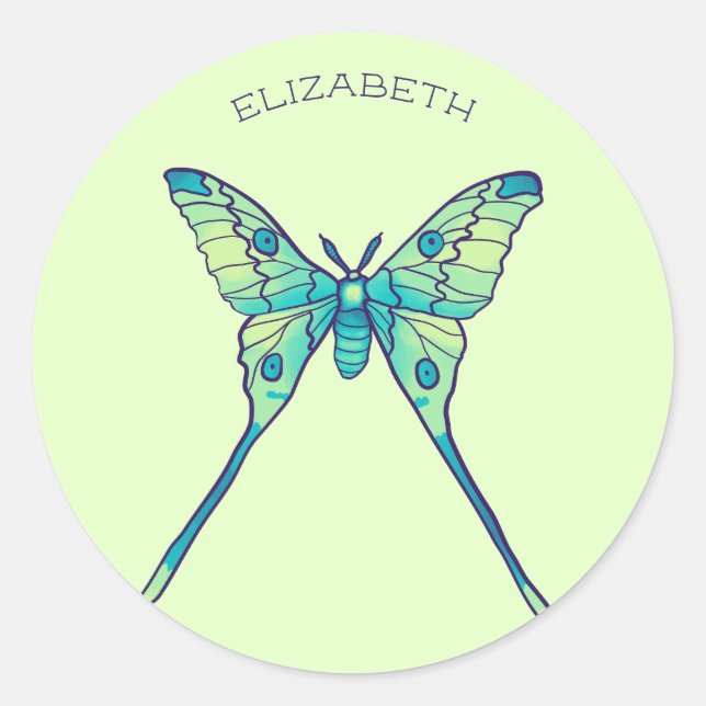 Sticker Rond Moon Moth Magic - Papillon Lover Art (Devant)