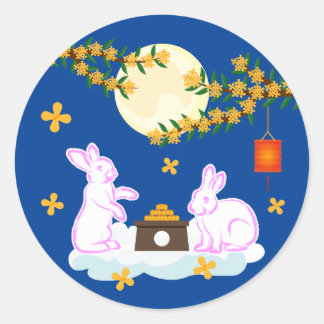 Sticker Rond Moon Rabbit Mooncake Osmanthus