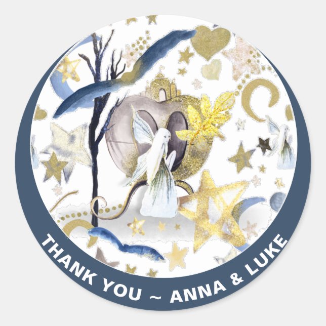 Sticker Rond *~* Moon Stars Bateaux Fairy Tale Parties scintill (Devant)