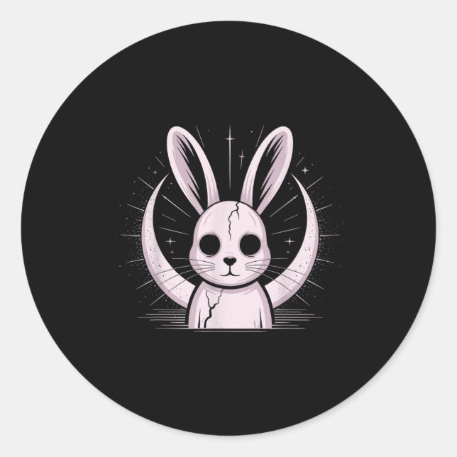 Sticker Rond Moonlight Bunny Nge Alt Rabbit Horror Witch Moon C (Devant)