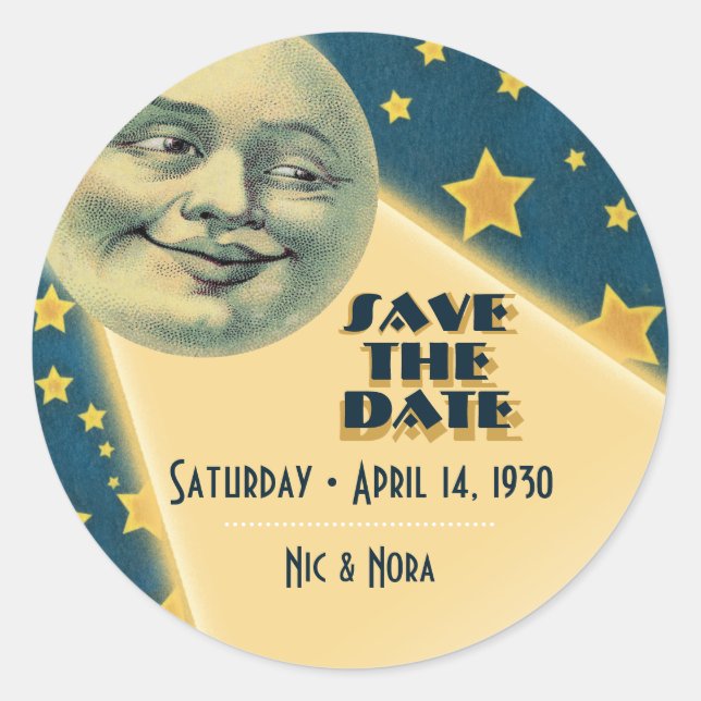 Sticker Rond Moonlight Romance Mariage - Enregistrer La Date (Devant)