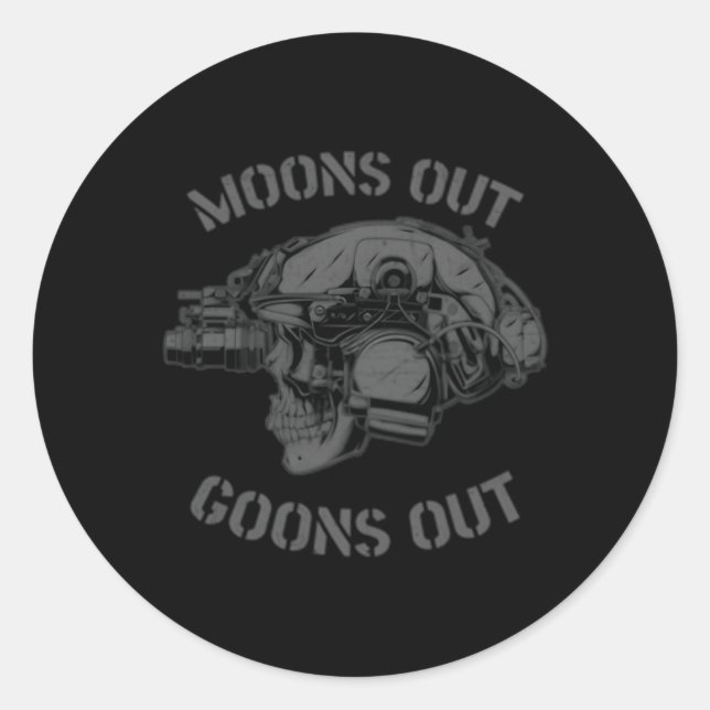 Sticker Rond Moon'S Out Goons Out Skull Casque Nvgs Militaire (Devant)