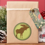 Sticker Rond Moose Christmas<br><div class="desc">Voir plus Designs de Noël par Sandra</div>