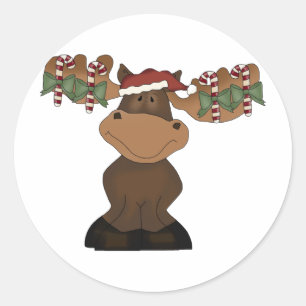 Sticker Rond Moose de Noël