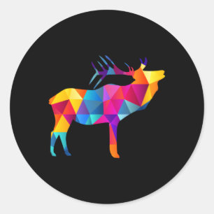 Sticker Rond Moose géométrique Moose polygonale basse polygone