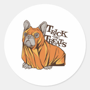Sticker Rond Mops d'Halloween