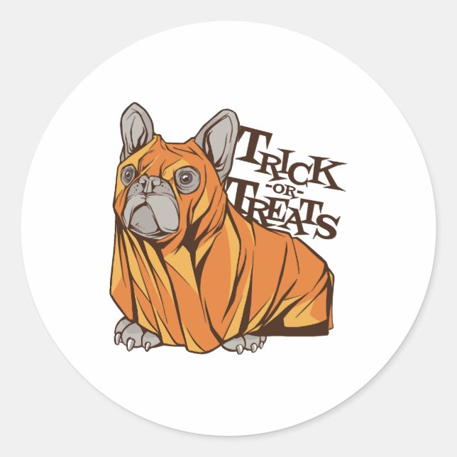 Sticker Rond Mops d'Halloween (Devant)