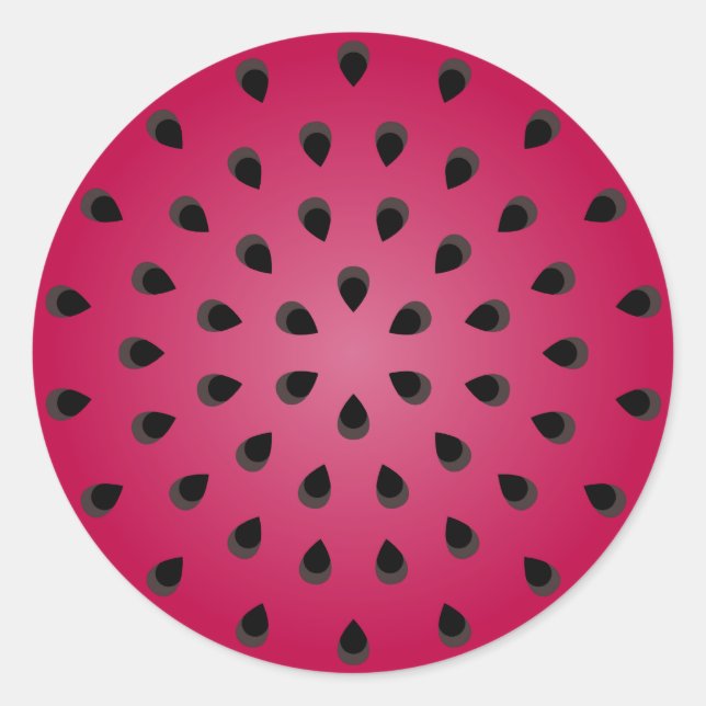 Sticker Rond Morceau de pastèque rouge avec graines (Devant)