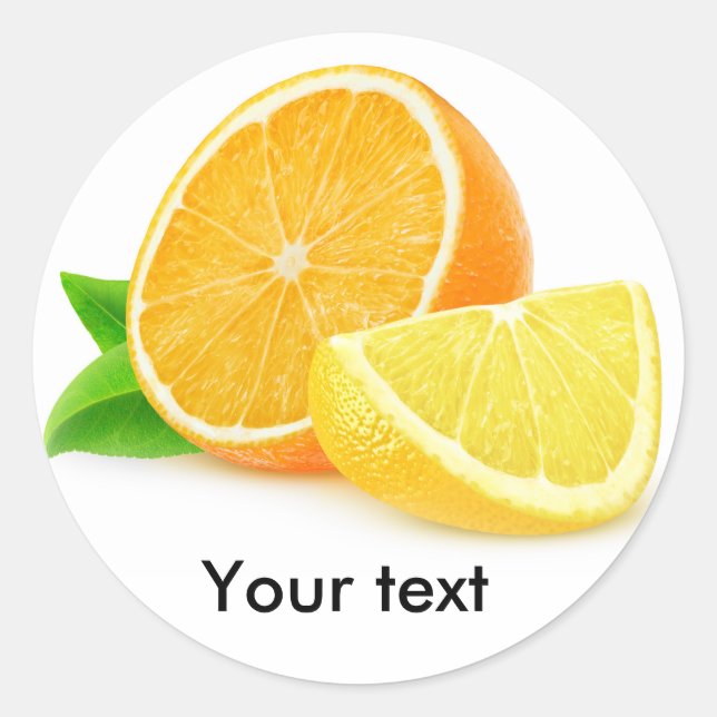 Sticker Rond Morceaux d'orange et de citron (Devant)