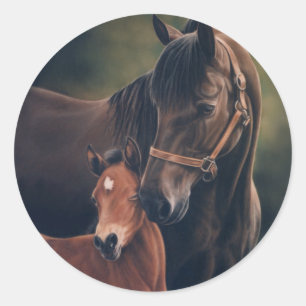 Sticker Rond Morgan Mare et Foal