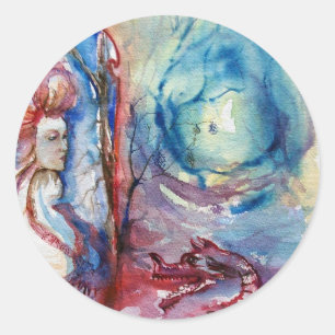 Sticker Rond MORGANA / Magie et mystère, Imaginaire bleu rose