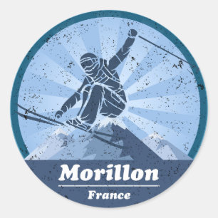 Sticker Rond Morillon Station de ski - Skieur