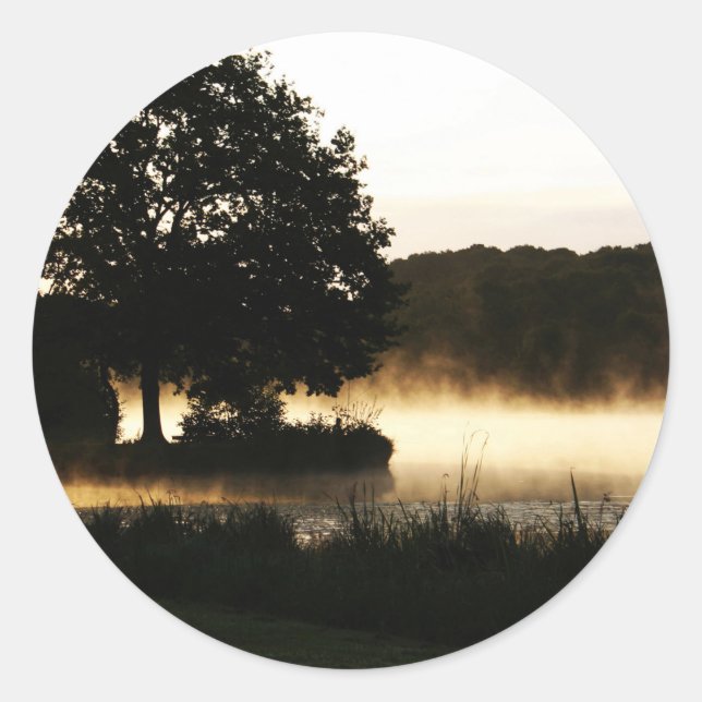 Sticker Rond Morning Lake Scene sta (Devant)