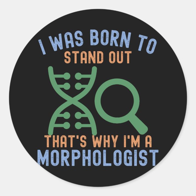 Sticker Rond Morphologues, J'adore la Morphologie (Devant)
