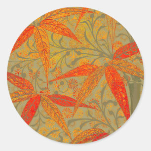 Sticker Rond Morris & Co. motif Bamboo Godwin orange et sauge