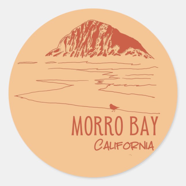 Sticker Rond Morro Bay California Morro Rock (Devant)