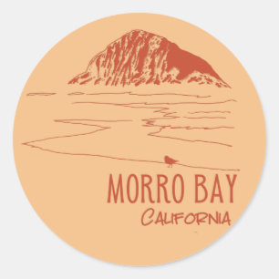 Sticker Rond Morro Bay Californie Rocher de Morro