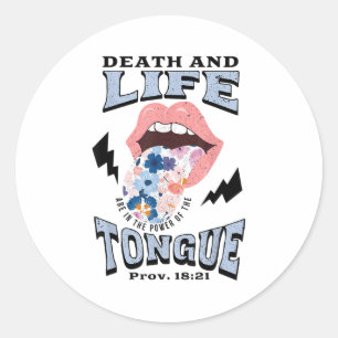 Sticker Rond Mort et langue de vie chrétienne