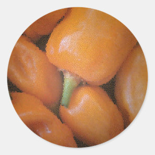 Sticker Rond Mosaic Orange Southwest Chili Peppers