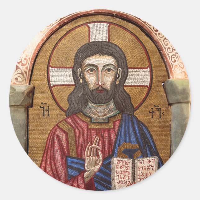 Sticker Rond Mosaïque ancienne de Jésus (Devant)