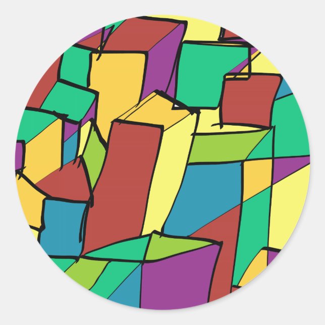 Sticker Rond Mosaïque de Carré (Devant)