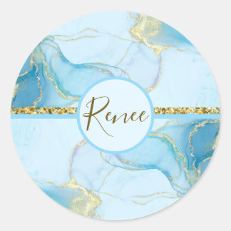 Sticker Rond Mosaïque de couleur bleue parties scintillant