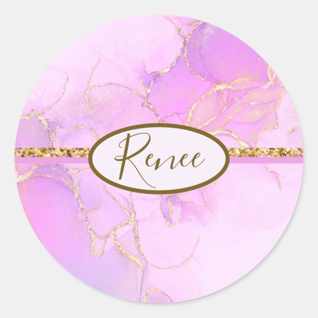 Sticker Rond Mosaïque de parties scintillant rose (Devant)