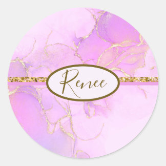 Sticker Rond Mosaïque de parties scintillant rose