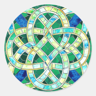 Sticker Rond Mosaïque de pierre céleste verte