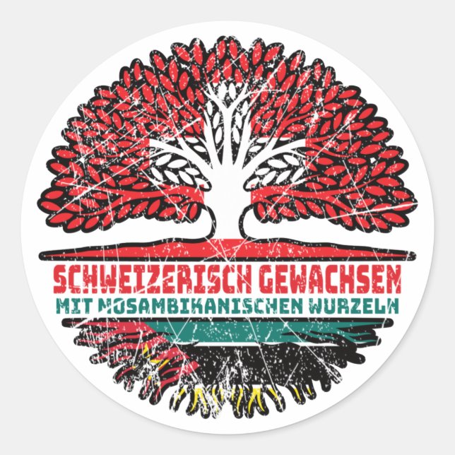 Sticker Rond Mosambik Mosambikanisch Schweizer Schweiz Baum (Devant)