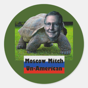 Sticker Rond Moscow Mitch est non-américain, tortue, drapeau, Z