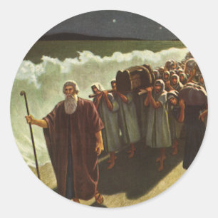 Sticker Rond Moses traversant la mer Rouge, religion Vintage
