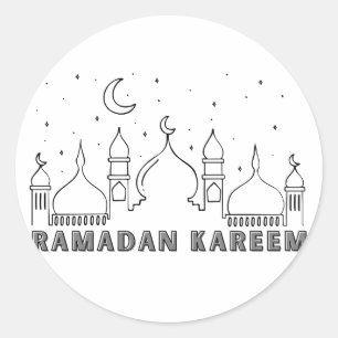 Sticker Rond Mosquée noire Ramadan Kareem