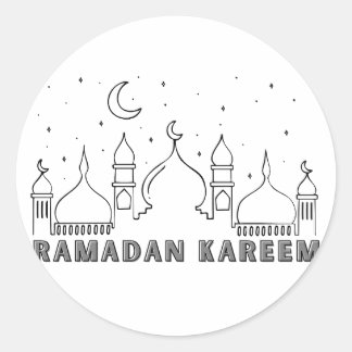 Sticker Rond Mosquée noire Ramadan Kareem