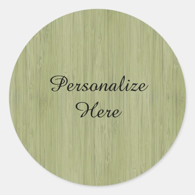 Sticker Rond Moss Green Bamboo Wood Grain Look (Devant)