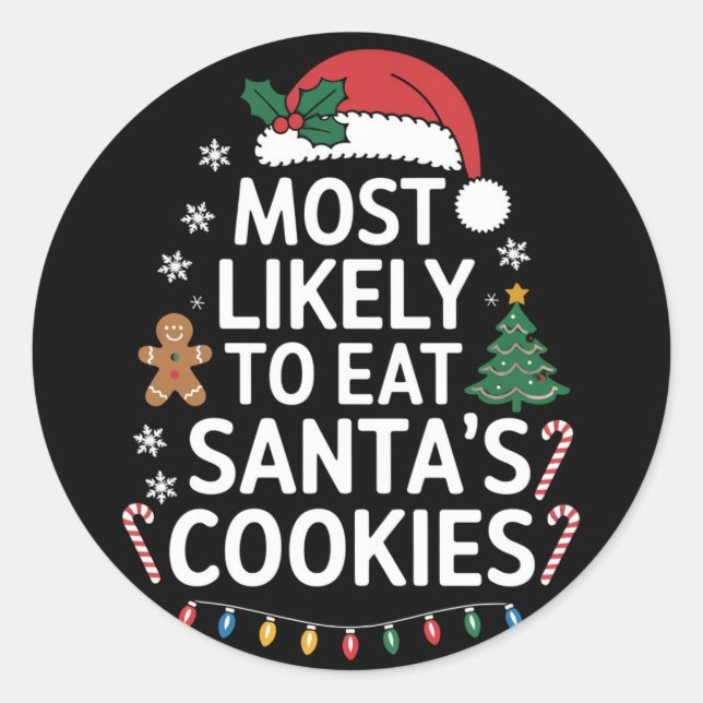 Sticker Rond Most Likely To Eat Santas (Devant)