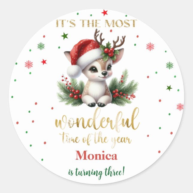 Sticker Rond Most wonderful time christmas birthday (Devant)