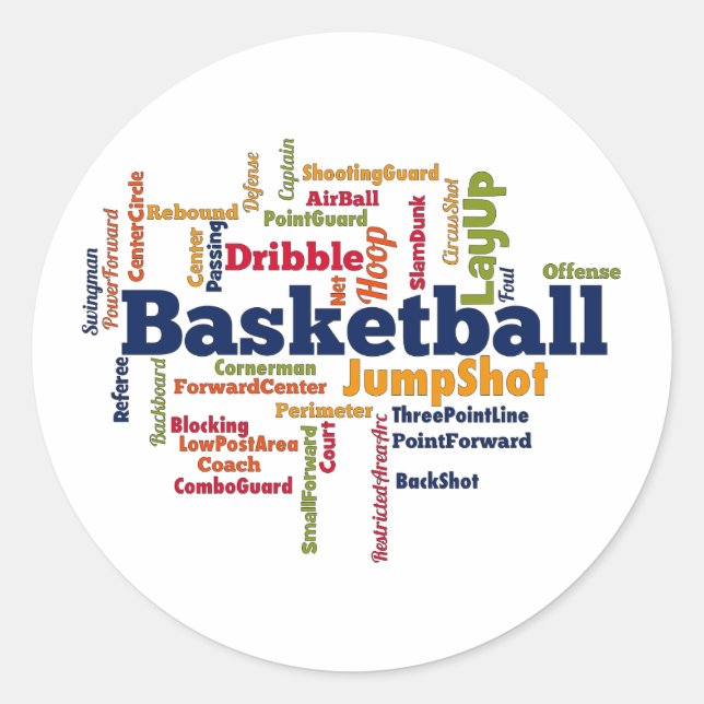 Sticker Rond Mot de basket-ball Cloud (Devant)