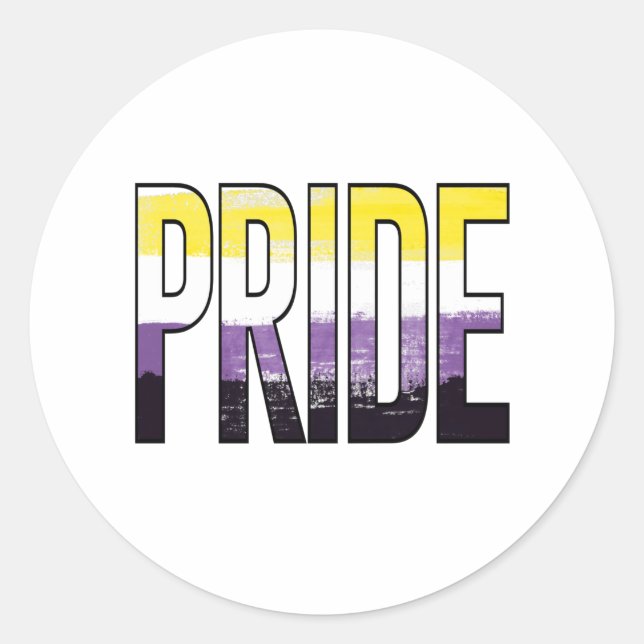 Sticker Rond Mot de fierté non binaire (Devant)