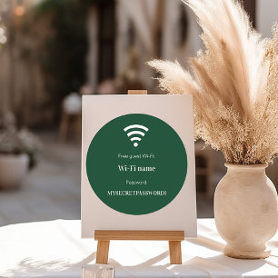 Sticker Rond Mot de passe du réseau wifi client invité émeraude