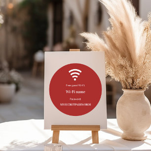 Sticker Rond Mot de passe du réseau wifi client invité rouge bl