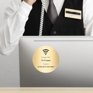 Sticker Rond Mot de passe réseau wifi client Gold