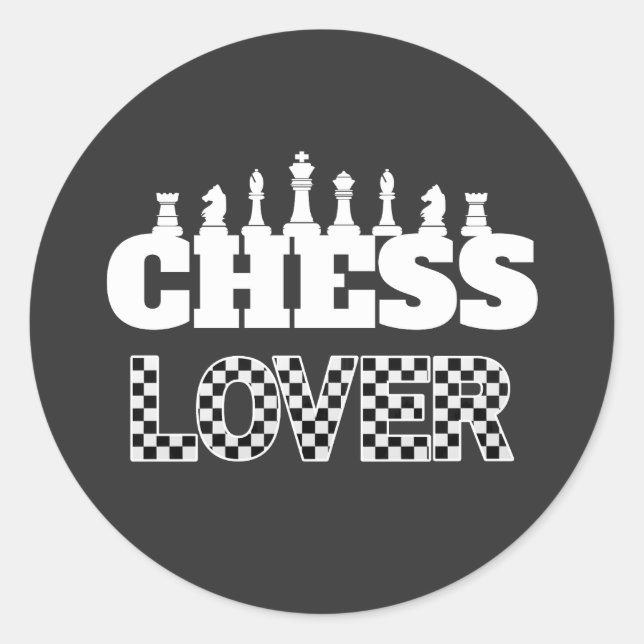 Sticker Rond Mot d'échecs Pièces blanches Lover Board Motif (Devant)