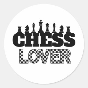 Sticker Rond Mot d'échecs Pièces noires Lover Board Design Moti