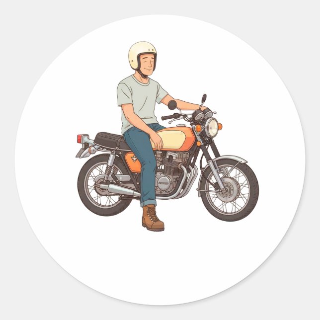 Sticker Rond Motard à moto  (Devant)