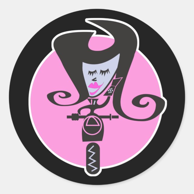 Sticker Rond motard chic scooter rétro (Devant)