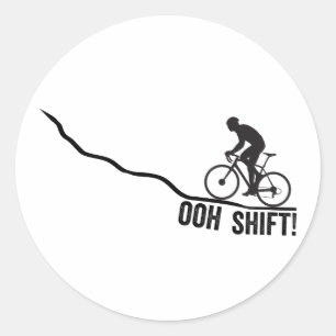 Sticker Rond Motard drôle utilisant les changement de vitesse